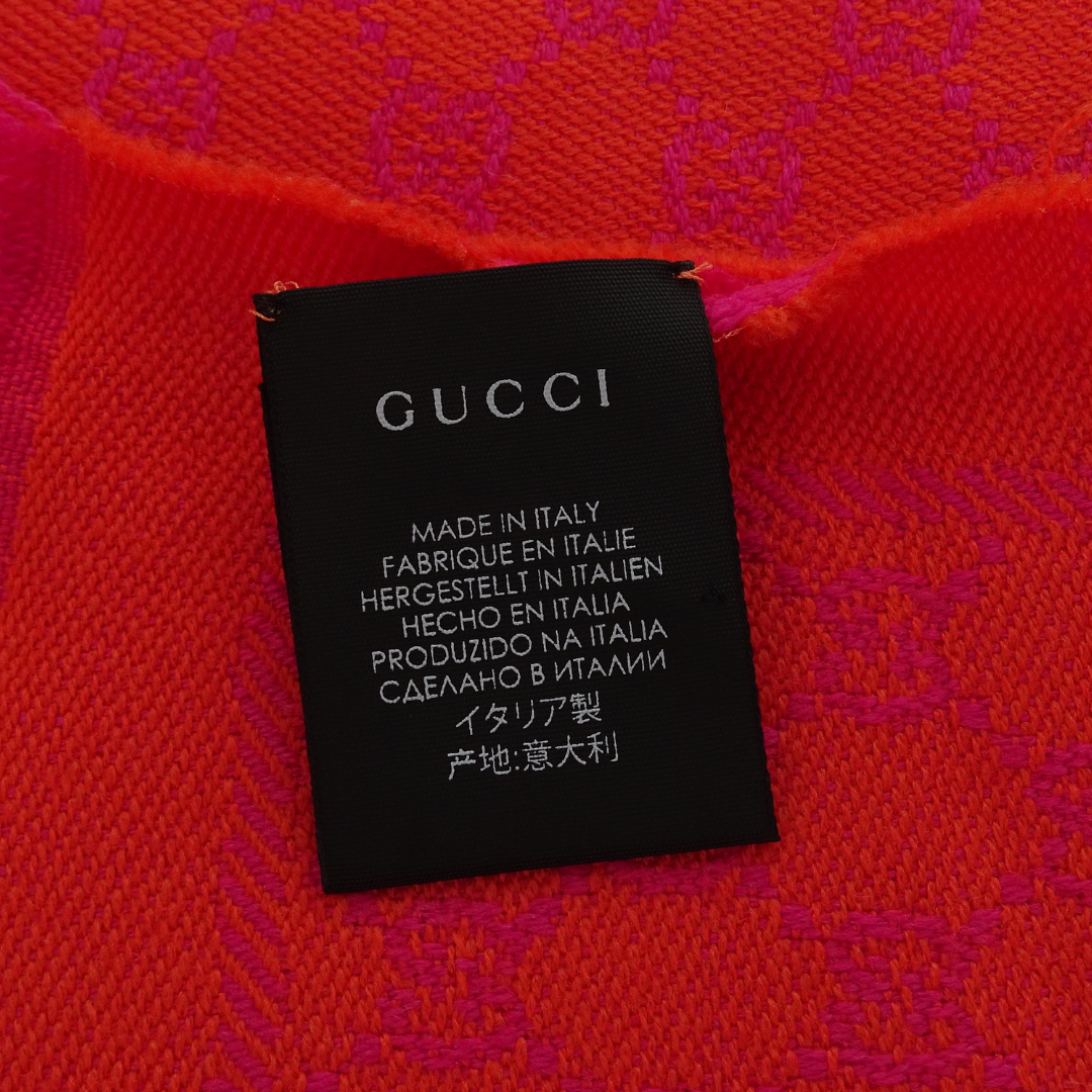 Gucci Scarf 100% Wool Pink/Orange