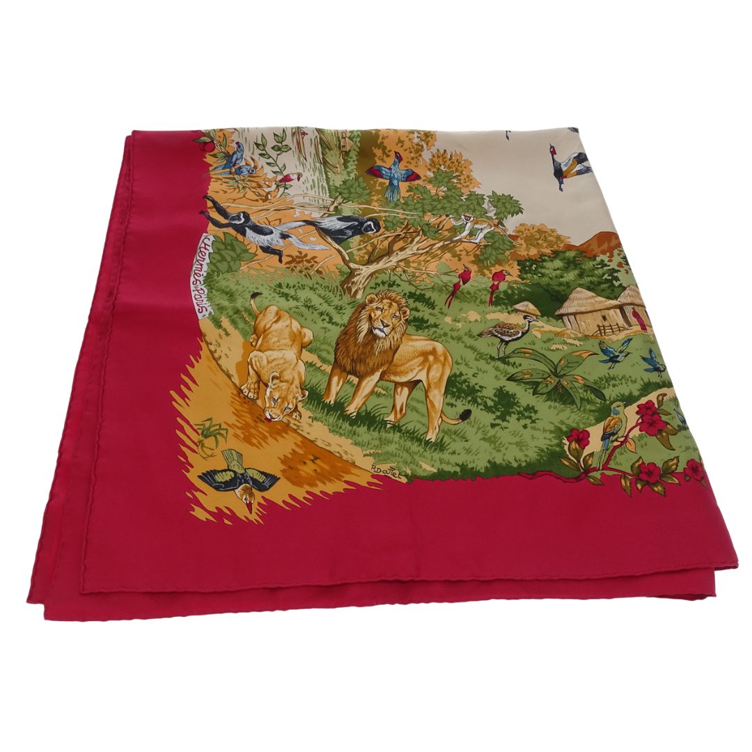 Hermes Africa Scarf 90 100% Silk