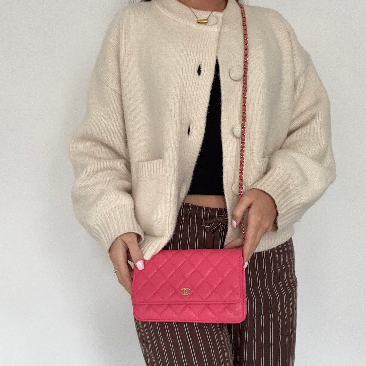 Chanel Wallet On Chain Classic Pink Caviar GHW (NFID)