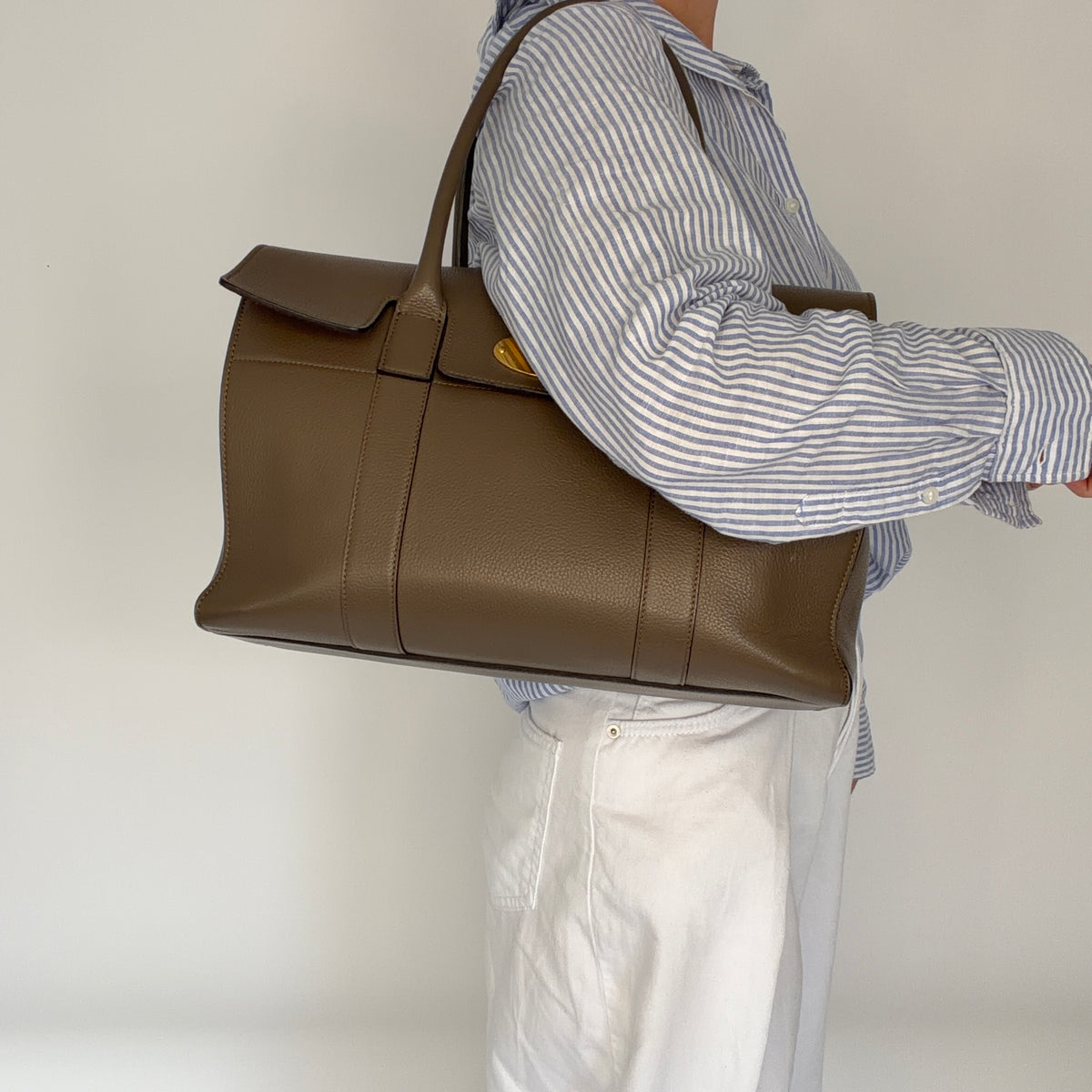 Sac Mulberry Bayswater Clay Small grain classique finitions dorées