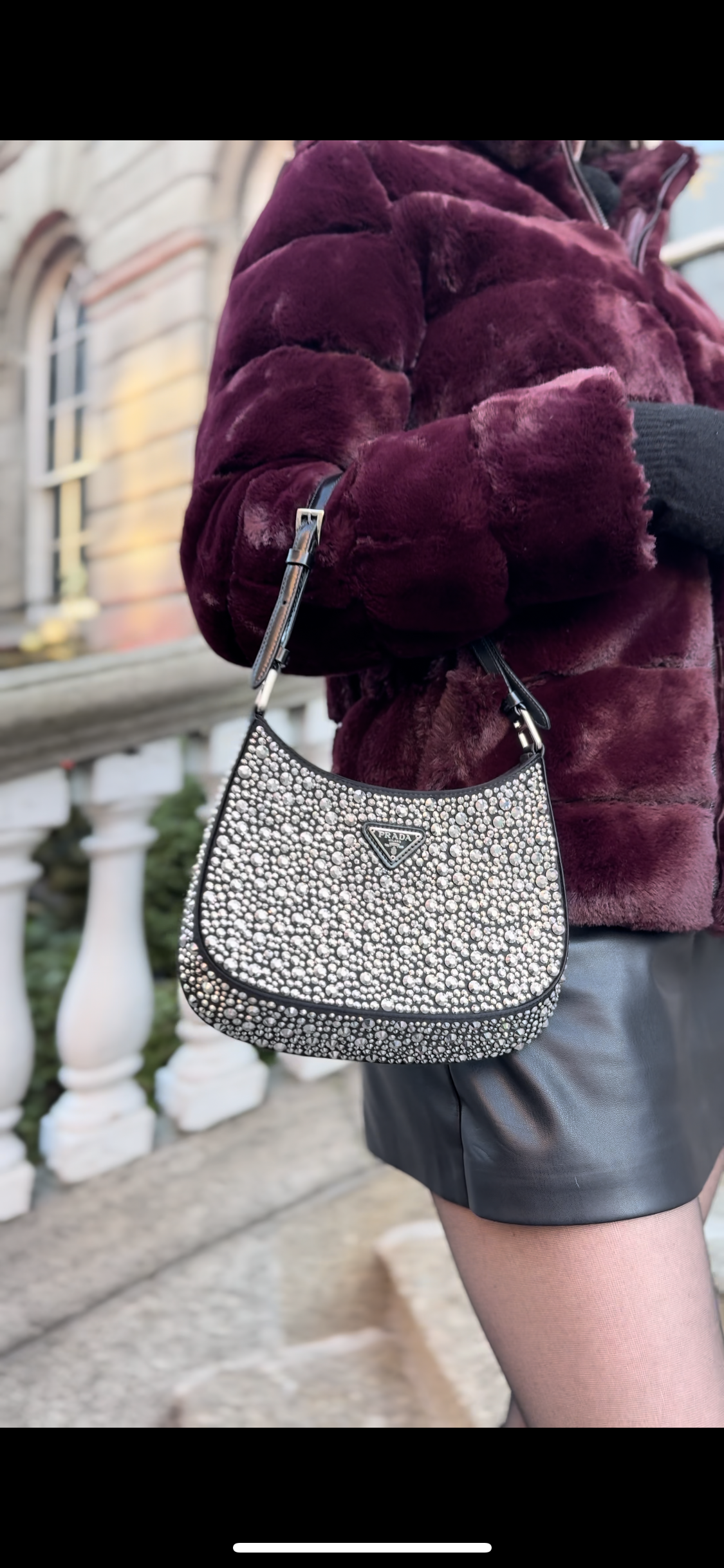 Prada Cleo Satin Bag with Crystals