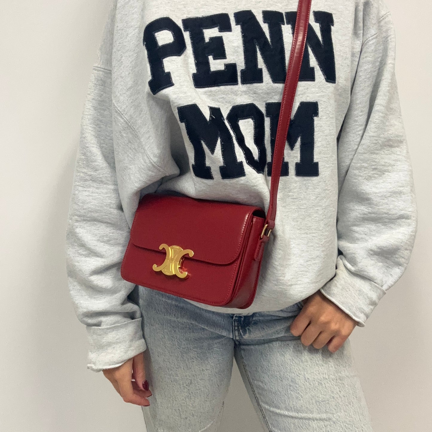 Celine Triomphe Teen Red Shiny Calfskin GHW 2023