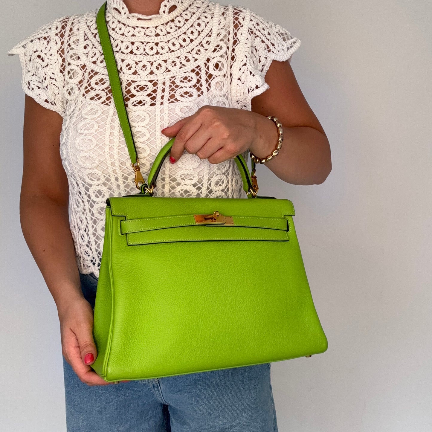 Hermes Kelly 32 Apple Green Togo 2002 Gold Hardware