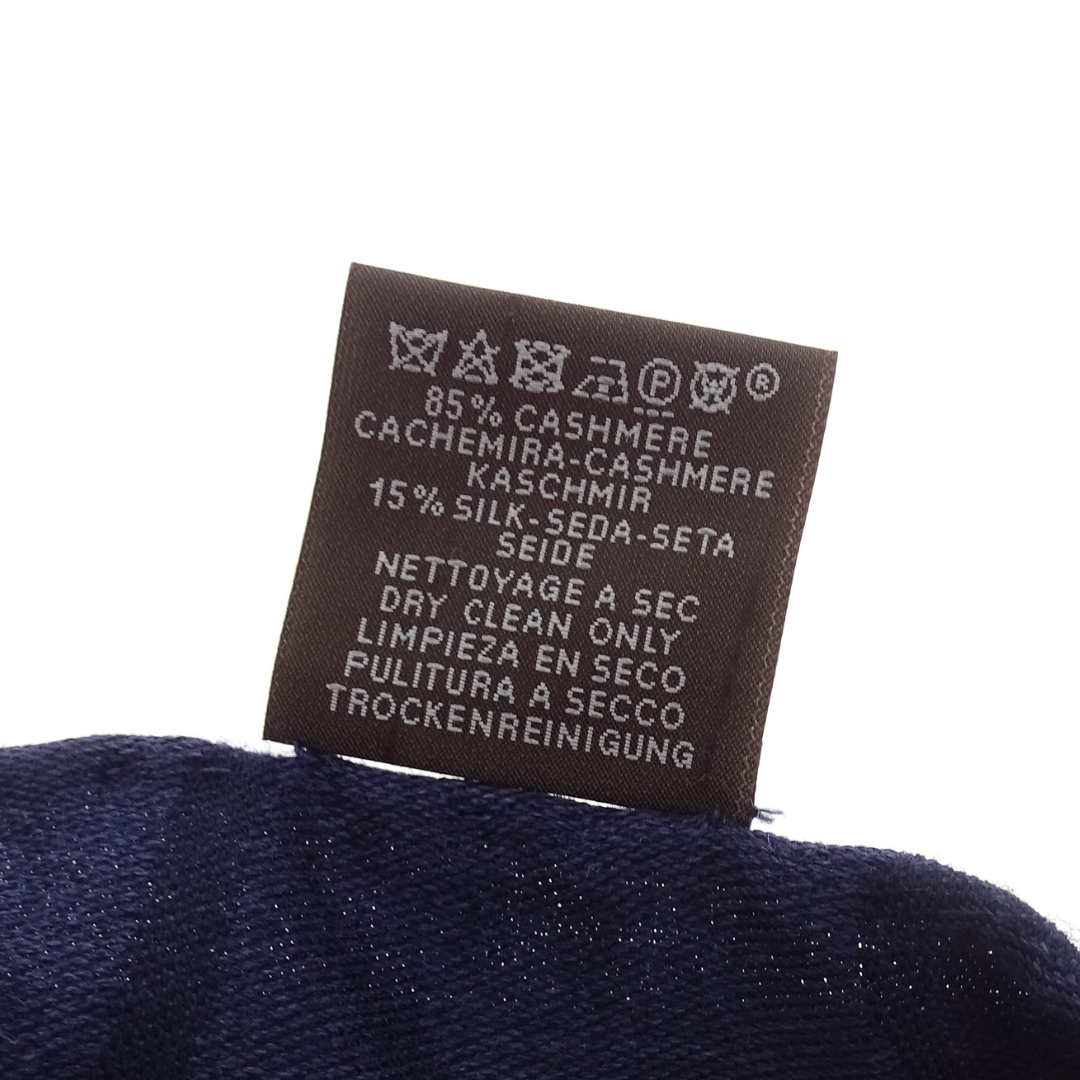 Hermes Cashmere & Silk Large Heritage Logo Navy Shawl