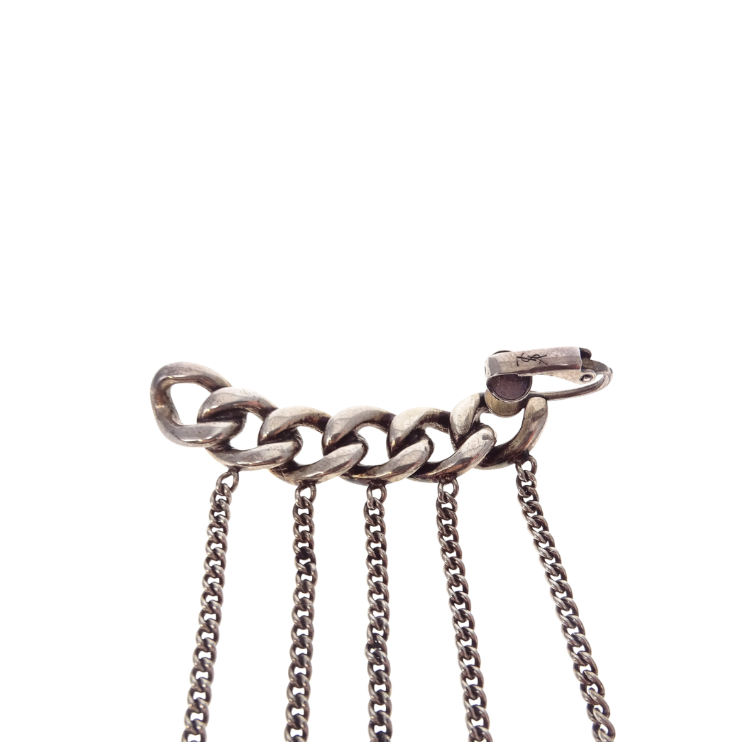 Saint Laurent Gunmetal Cascading Chain Ear Climbers