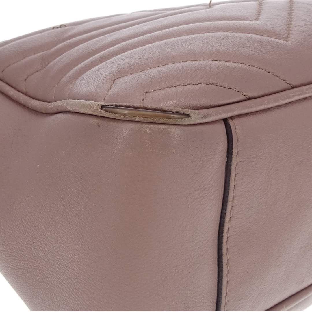 Gucci Taupe Chevron Medium Marmont Crossbody