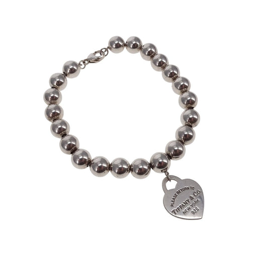 Tiffany & Co RTT Heart Tag Beaded Bracelet Sterling Silver