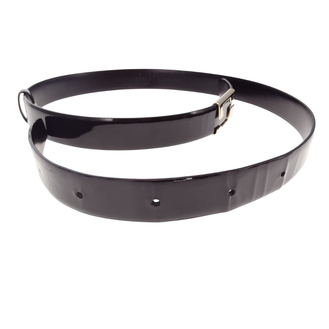 Gucci G Belt In Black Patent Leather 85/34