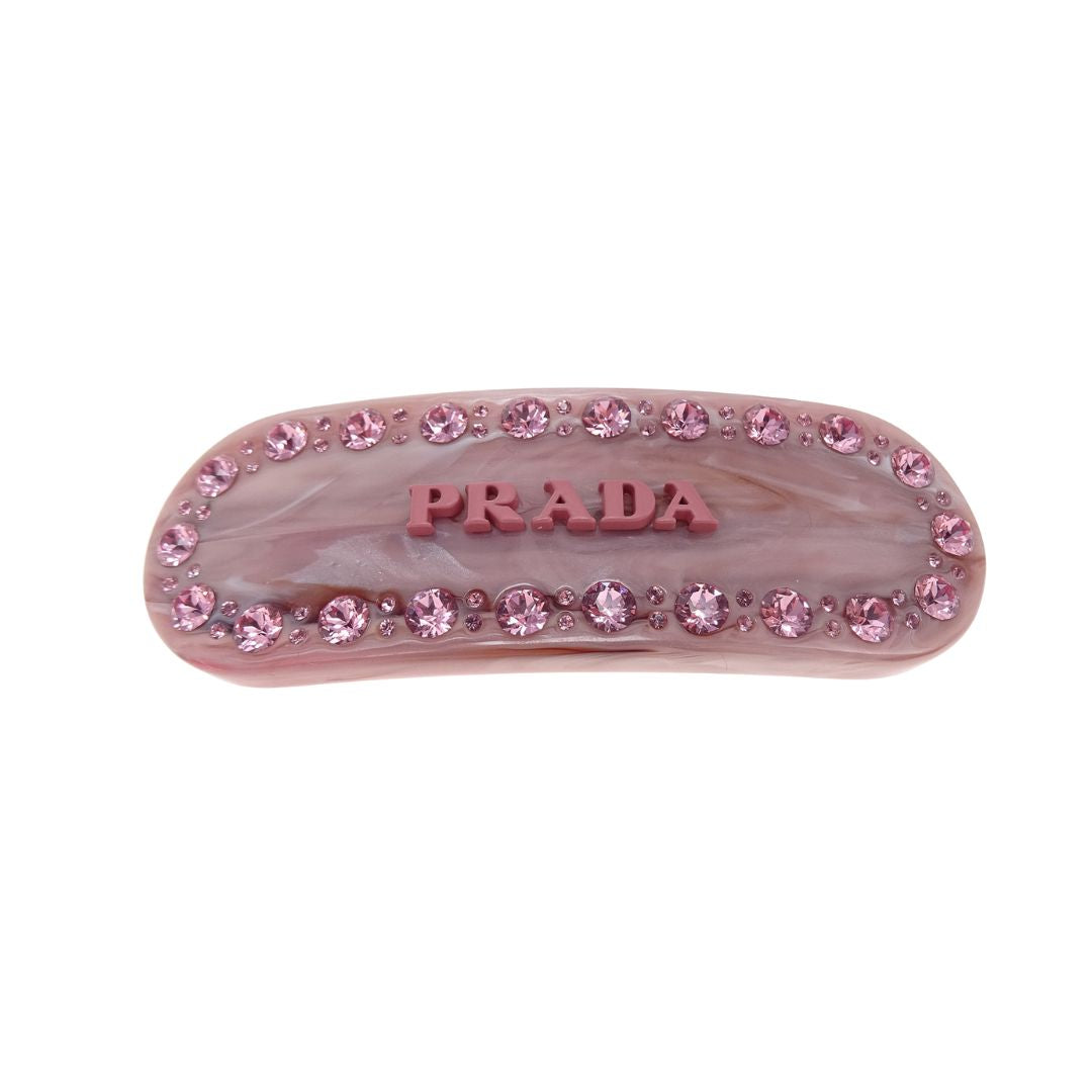 Prada Hair Clip Pink Logo