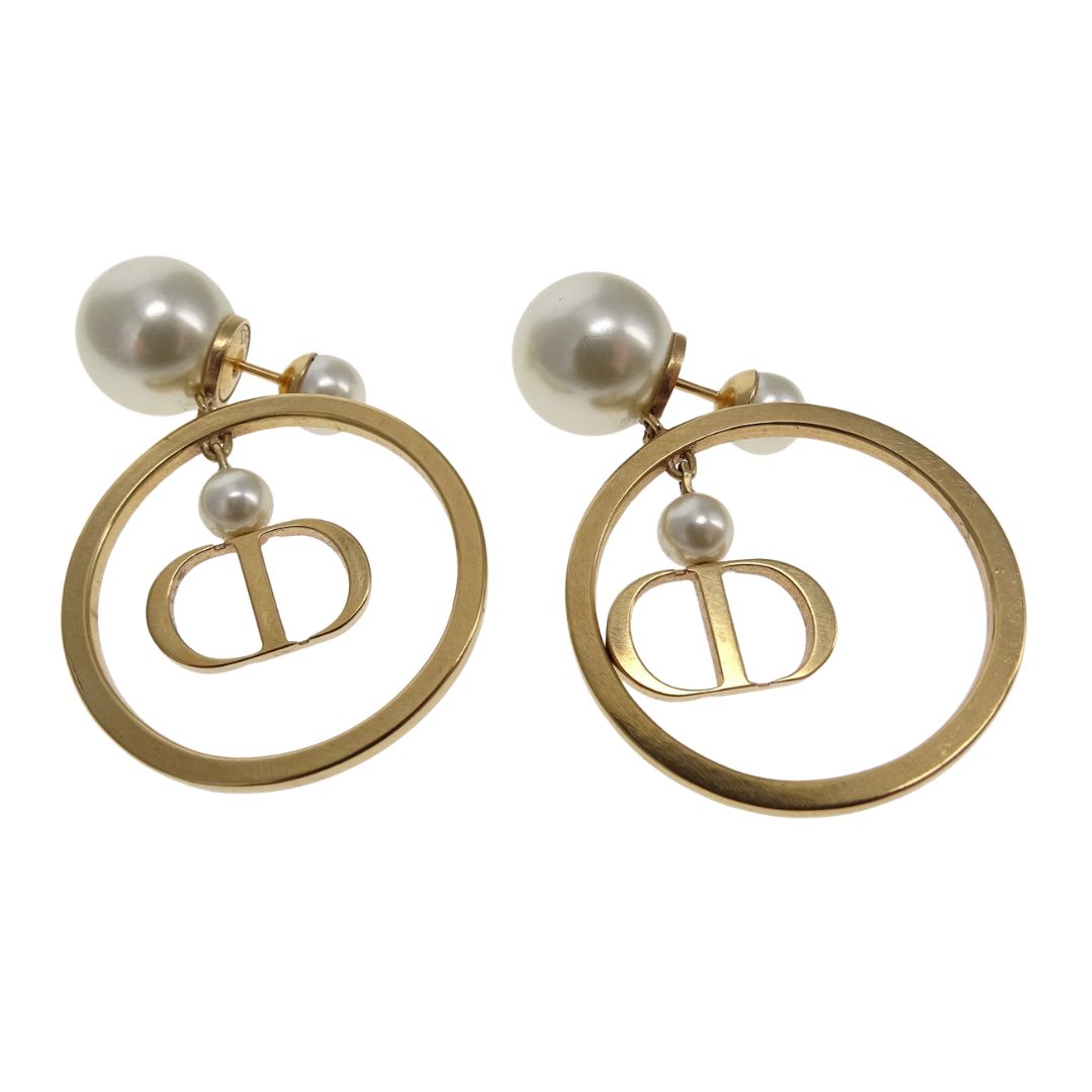 Dior Tribales Pearl Hoop CD Earrings