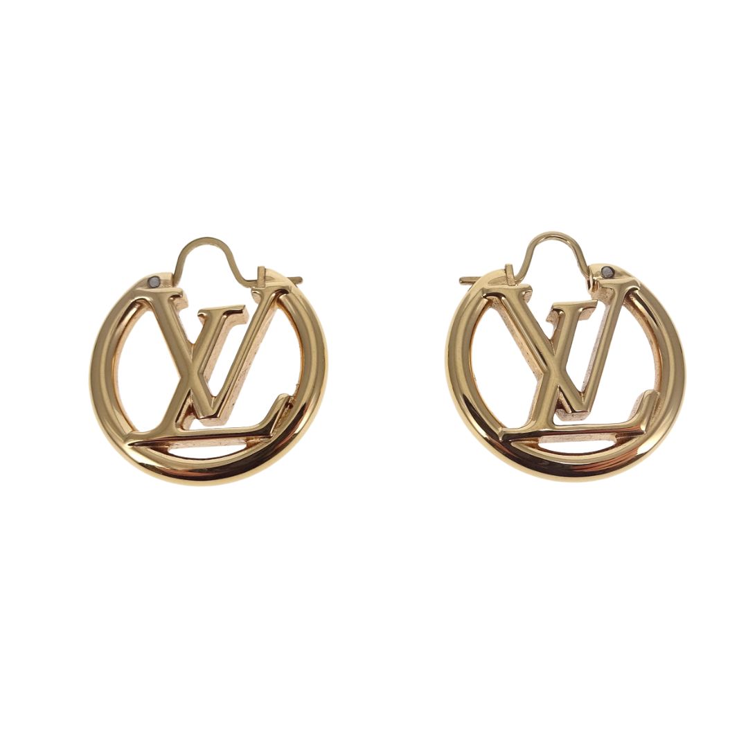 Louis Vuitton Louise PM Hoop Earrings Goldtone