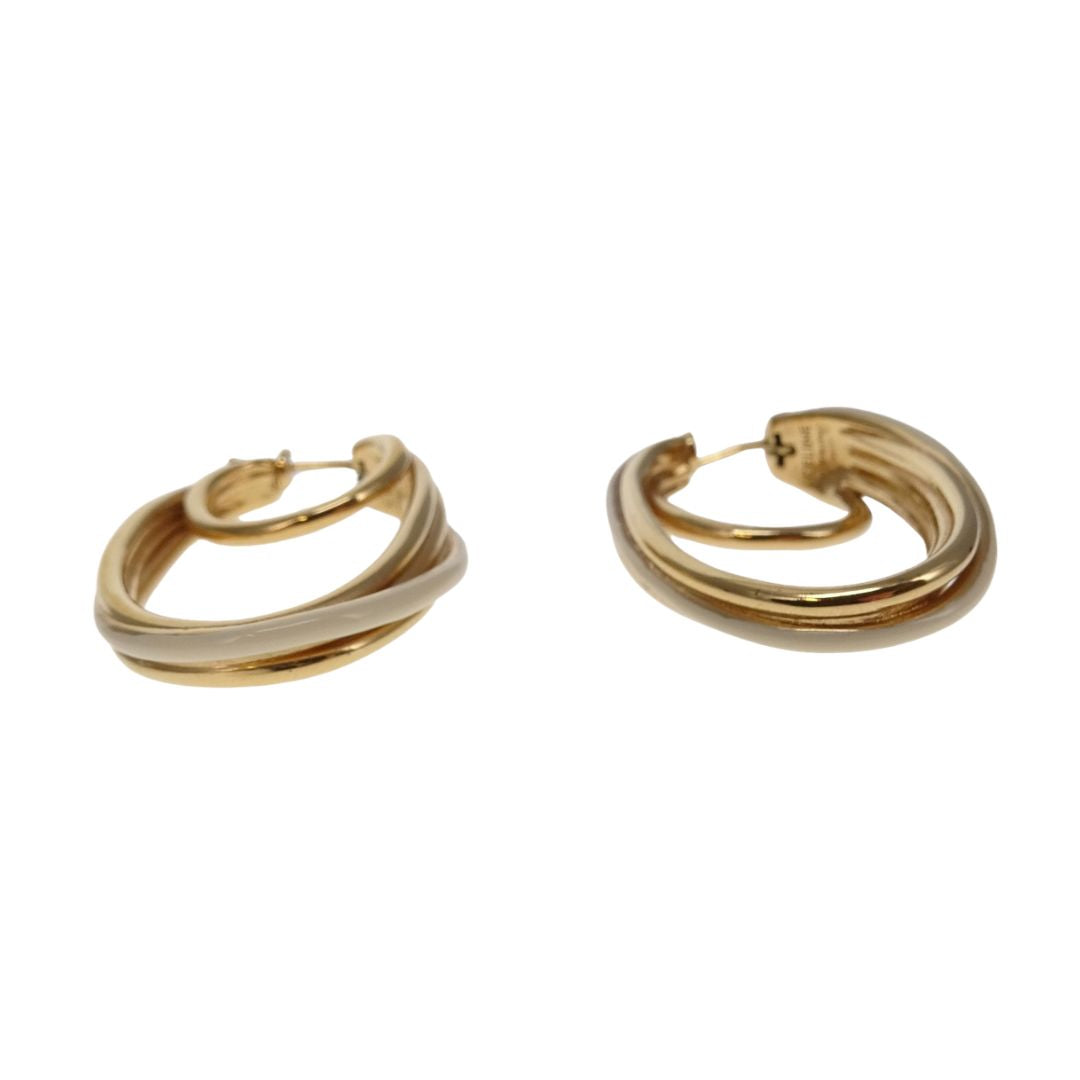 Celine Hoop Earrings Goldtone and Enamel