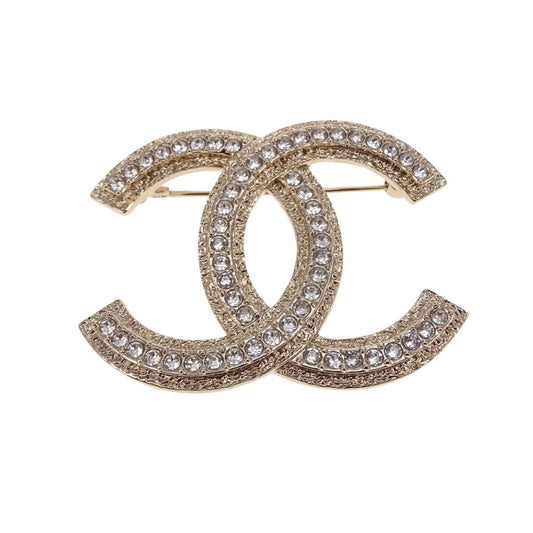 Chanel Brooch CC Goldtone and Crystal 2023