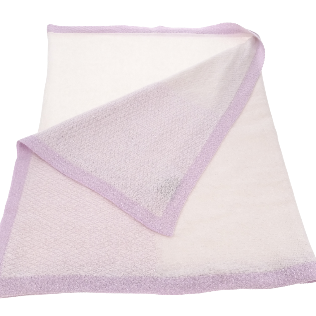 Chanel Scarf Light Wool Blench White/Lilac Glitter
