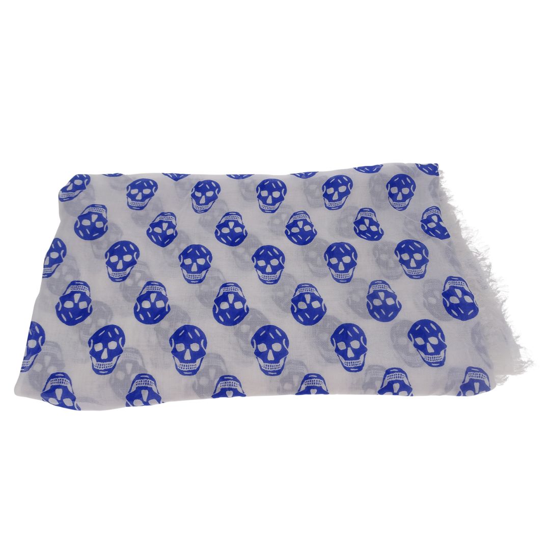 Alexander McQueen Skull Scarf Blue Modal 120cm x 140cm
