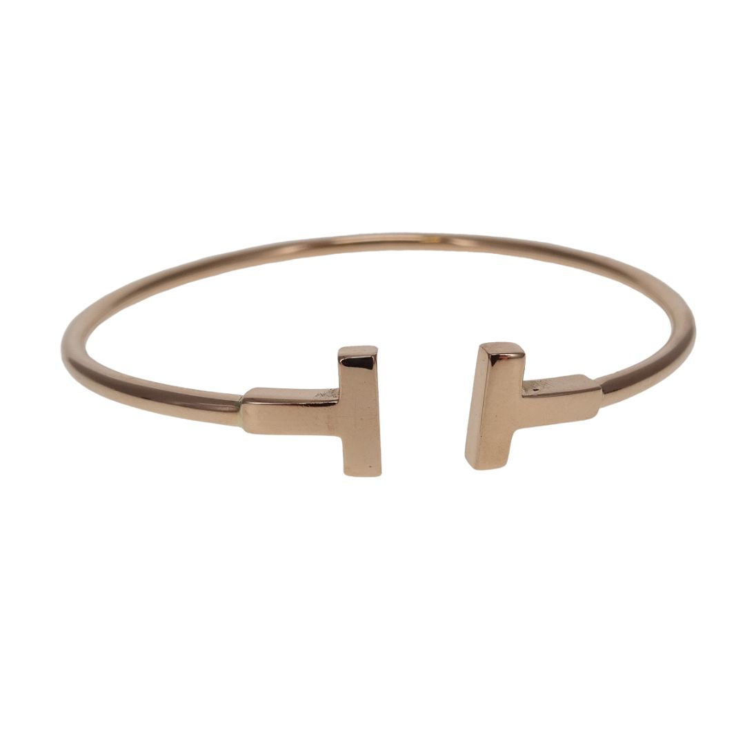 Tiffany & Co T Wire Bracelet Medium Model 18K Rose Gold (Small)