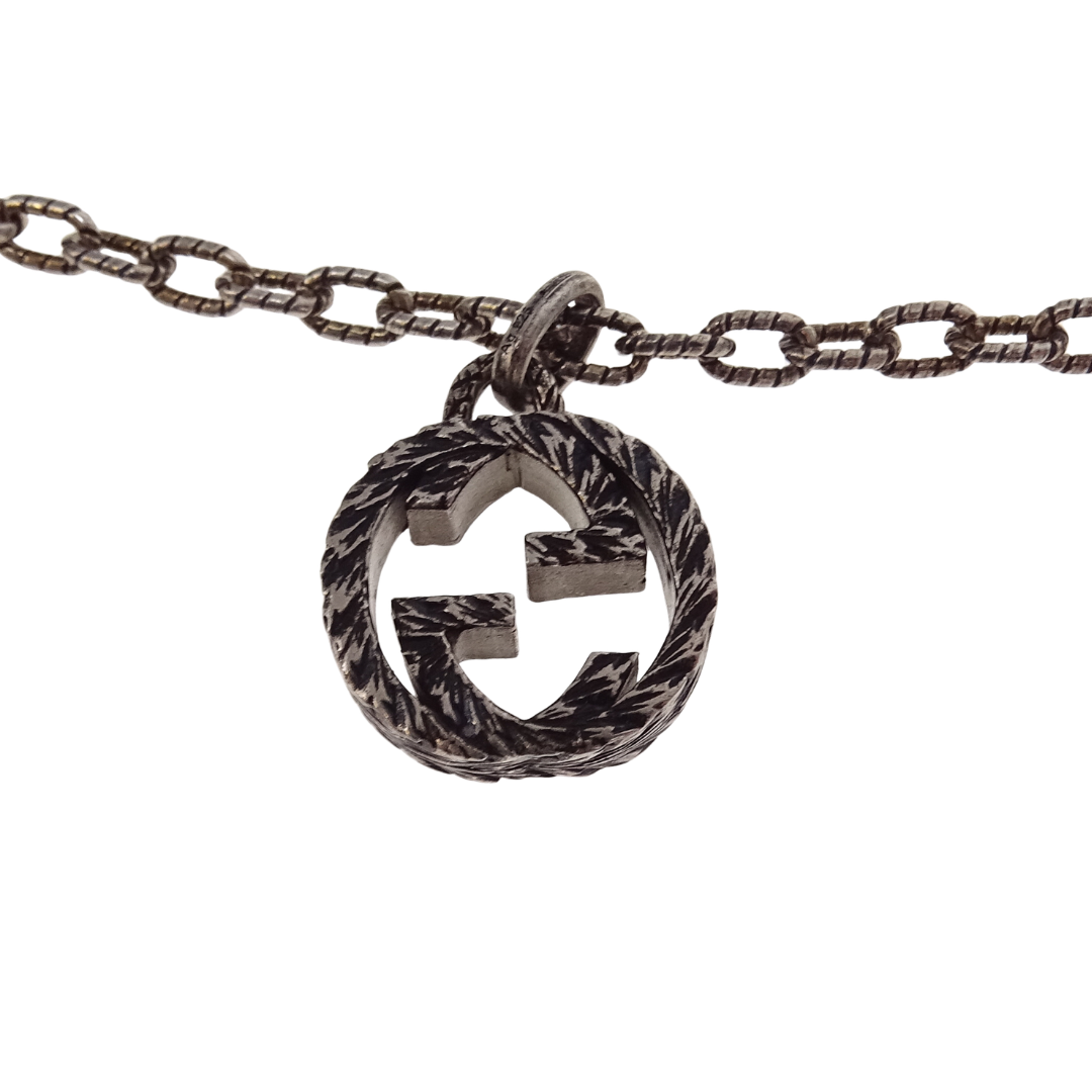 Gucci Interlocking Pendant Necklace In Antiqued Metal