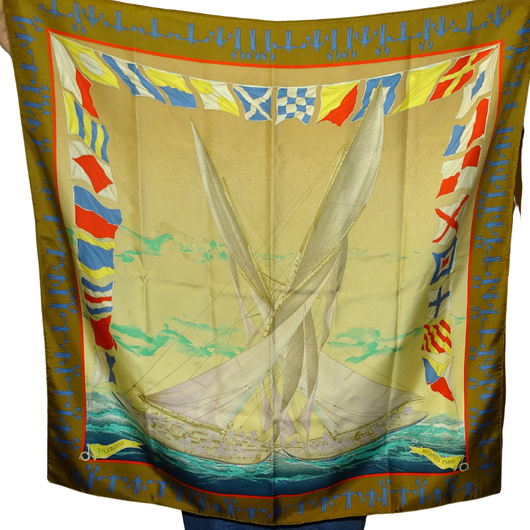 Hermes En Course Scarf 100% Silk 90x90