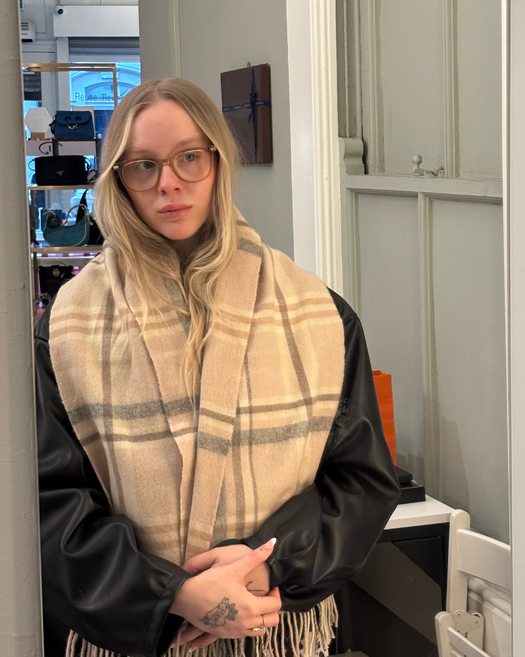 Burberry Scarf Beige/Pink Check 100% Lambswool