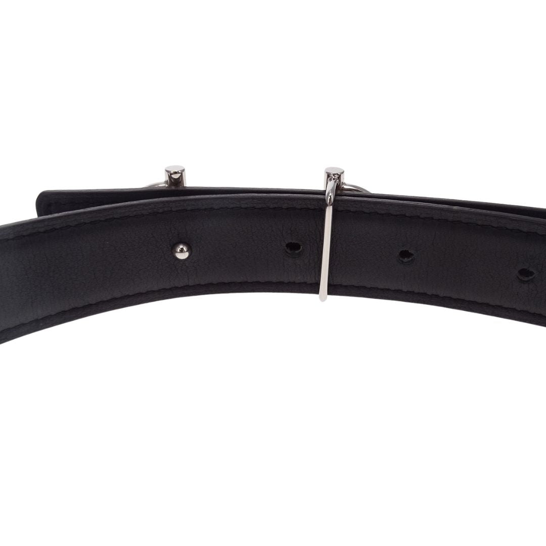 Hermes 24mm Gamma Buckle & Reversible Noir/Etoupe Belt 80cm