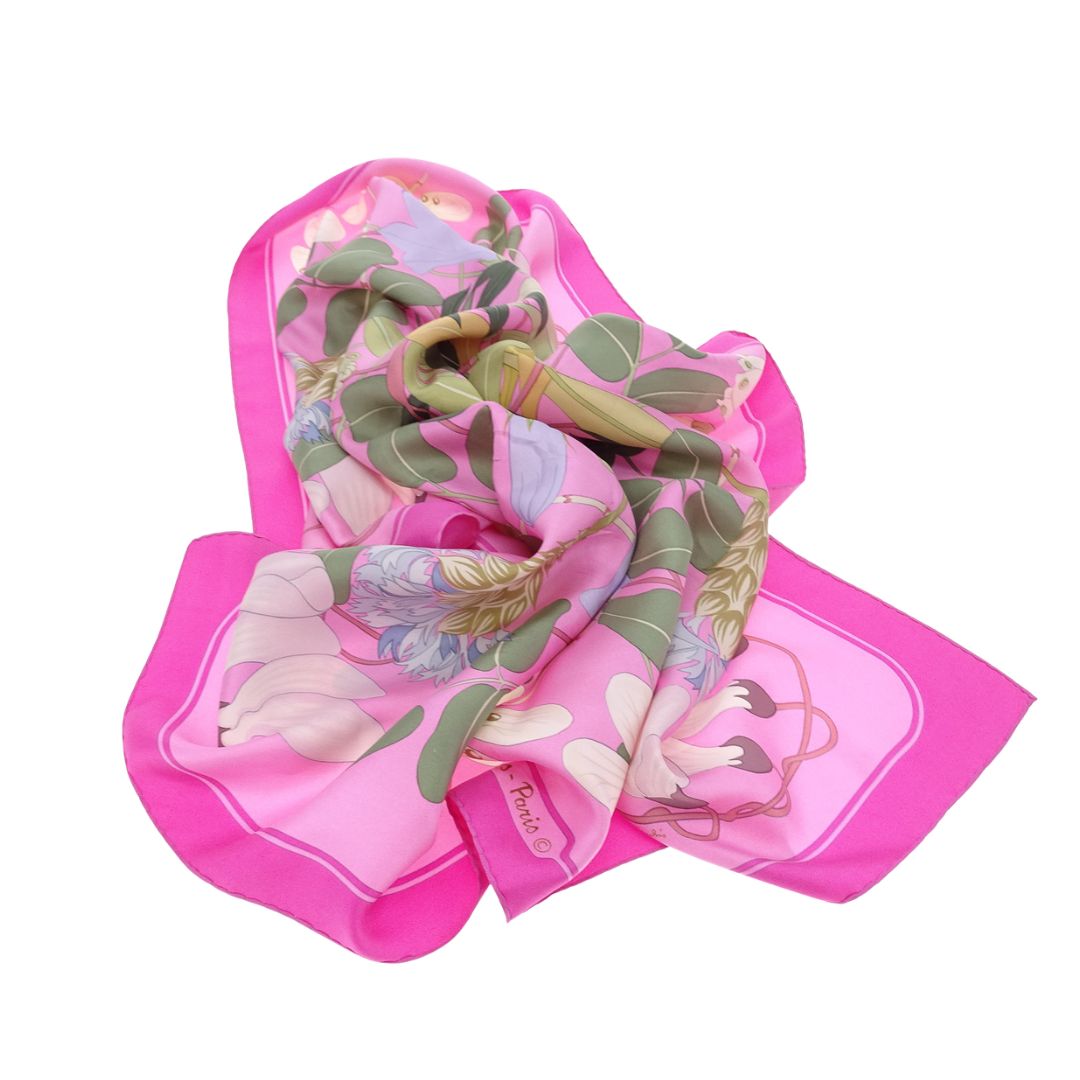 Hermes Flora Graeca Scarf 90 Pink 100% Silk
