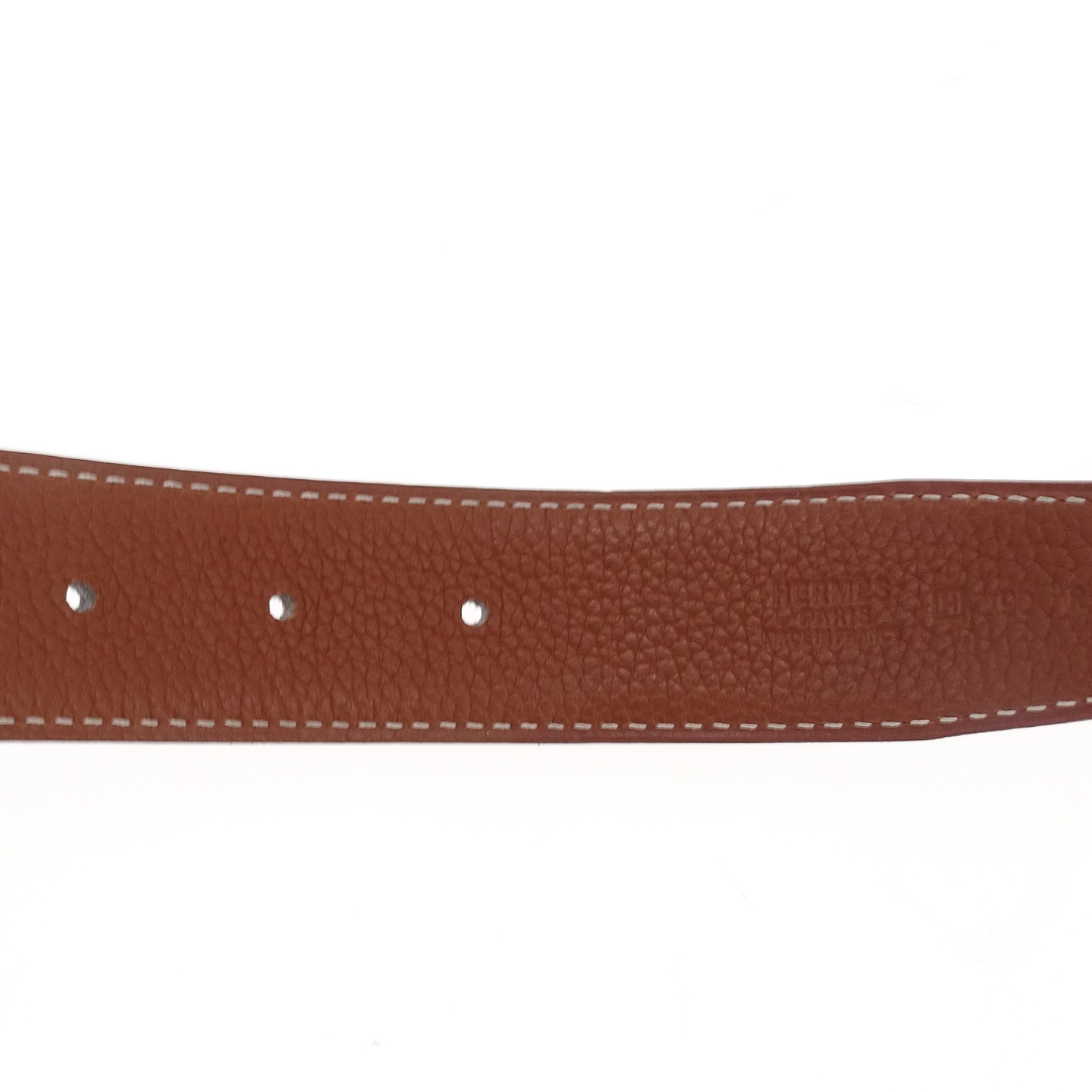 Hermes Swift & Epsom Reversible Belt With Palladium H Buckle Gold & Black 90cm 2004