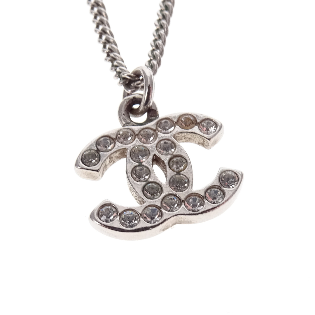 Chanel CC Strass Silvertone Small Pendant Necklace 2009