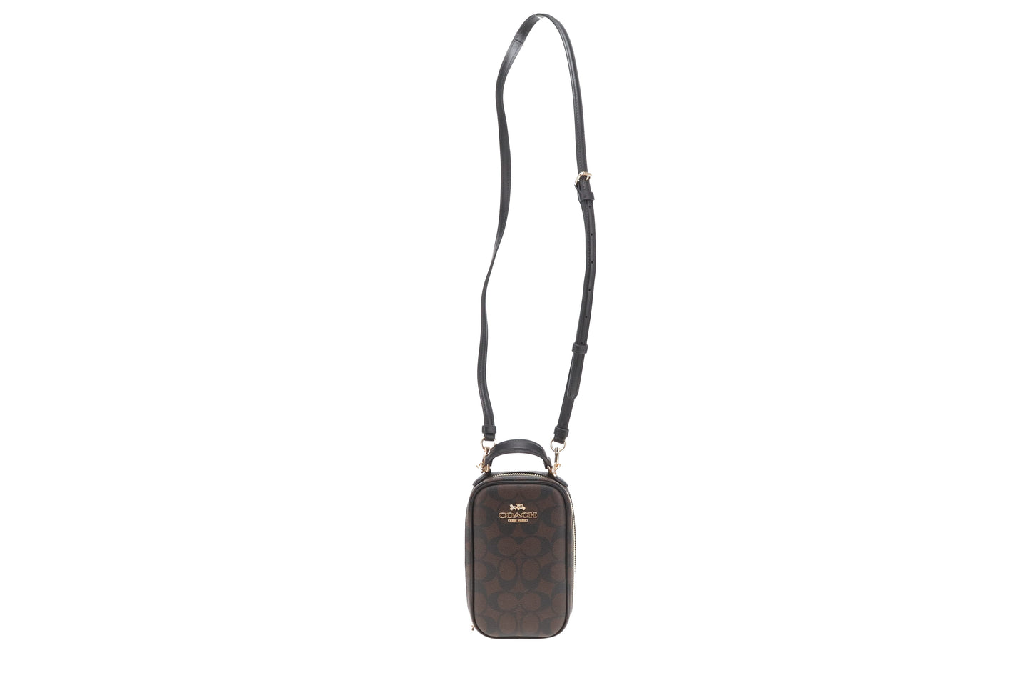 Coach Eva Phone Crossbody Brown Signature Canvas