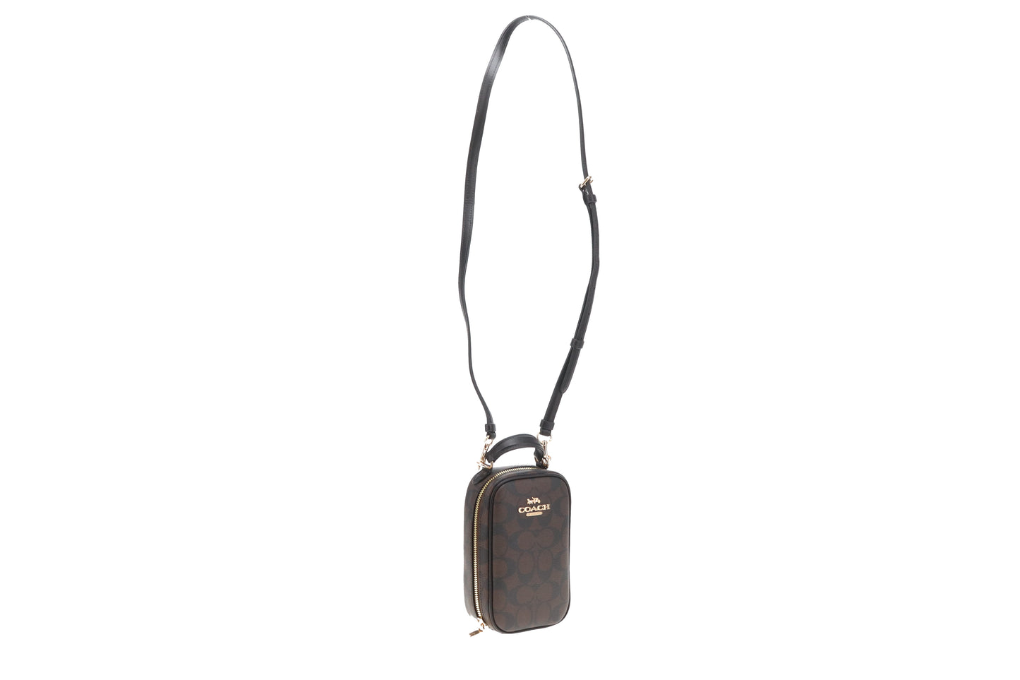 Coach Eva Phone Crossbody Brown Signature Canvas