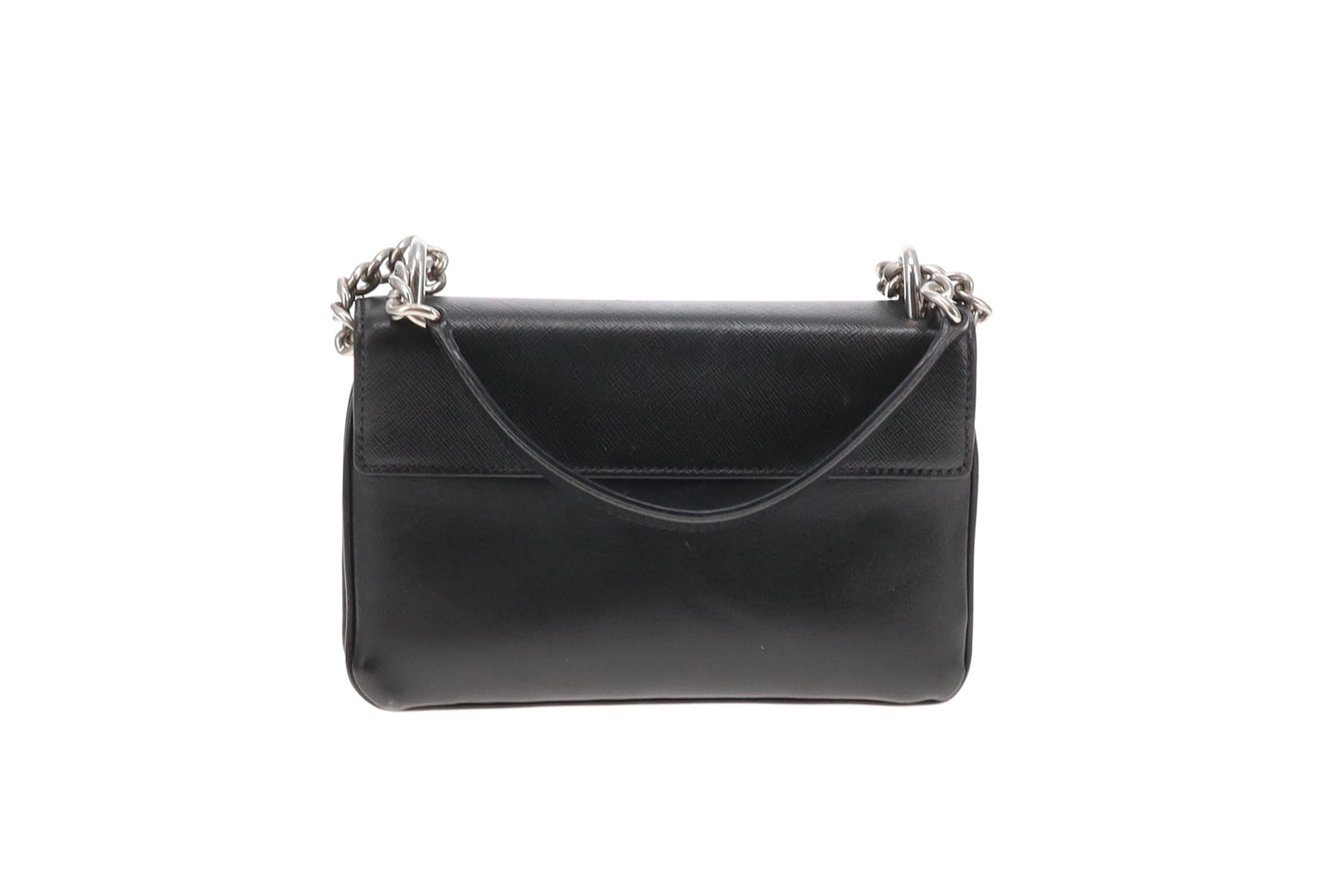 Prada Saffiano & Calf Leather Small Chain Crossbody Black