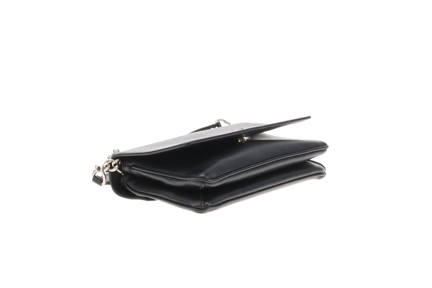 Prada Saffiano & Calf Leather Small Chain Crossbody Black