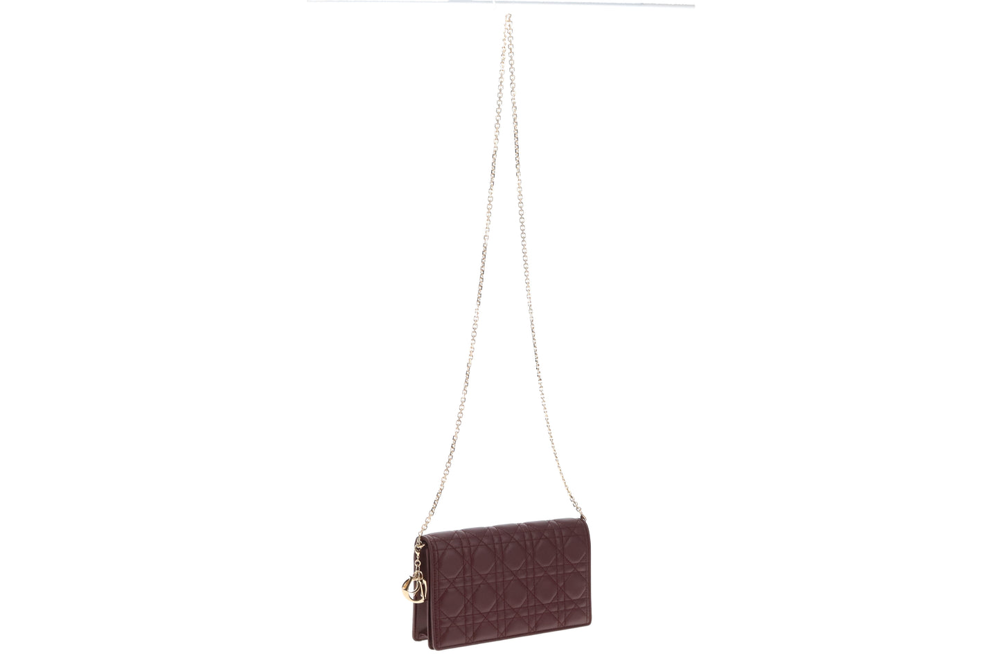 Dior Lady Dior Wallet on Chain Burgundy GHW 2013