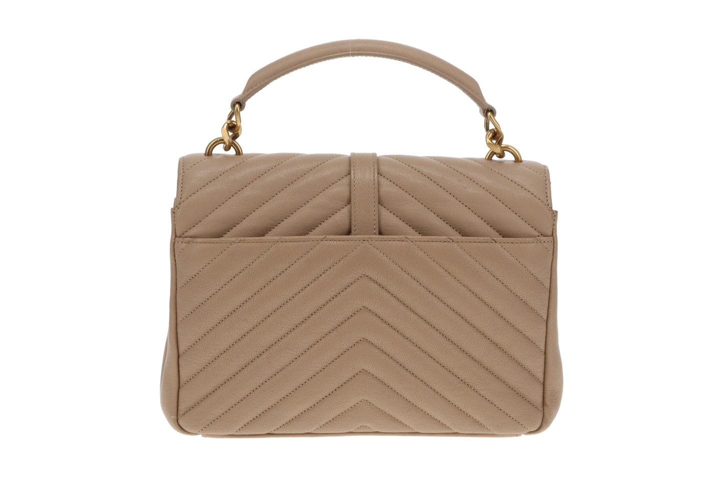 Saint Laurent College Bag In Dark Beige Leather