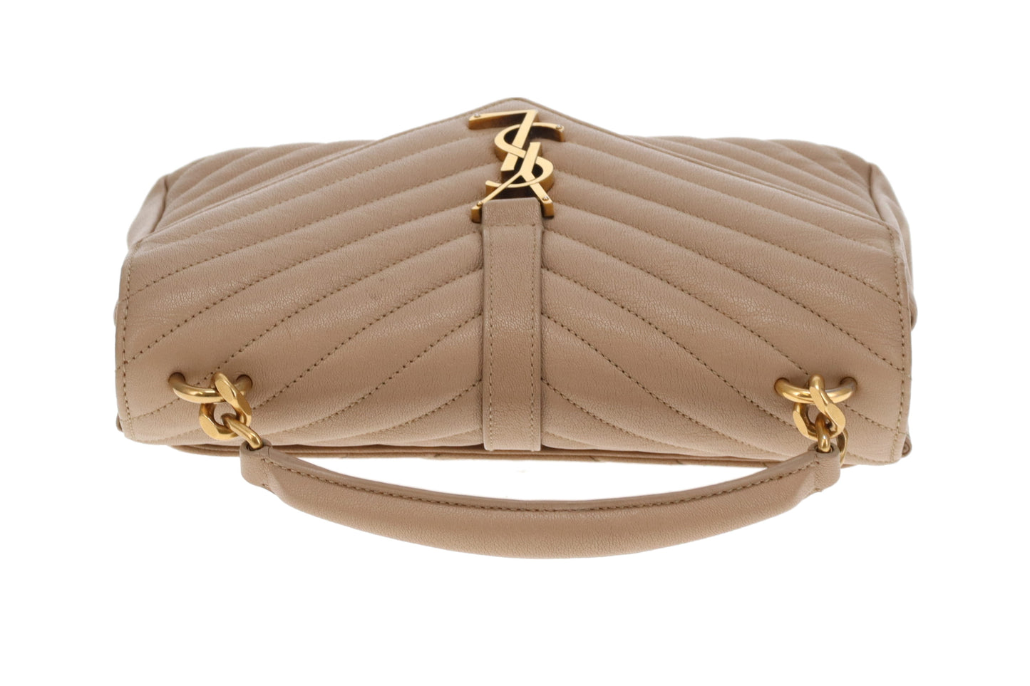 Saint Laurent College Bag In Dark Beige Leather