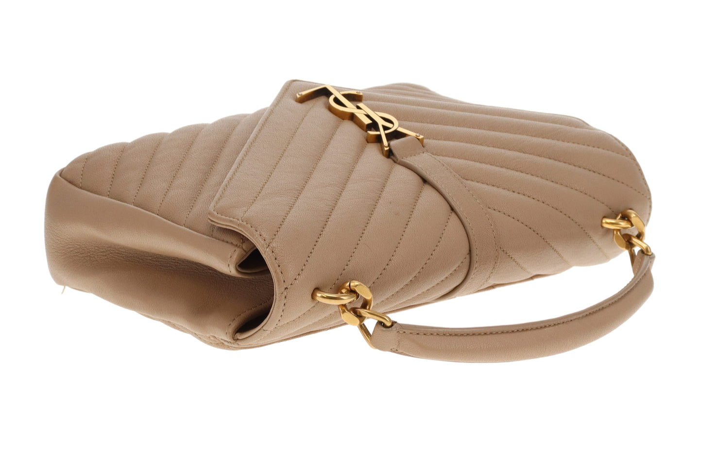 Saint Laurent College Bag In Dark Beige Leather