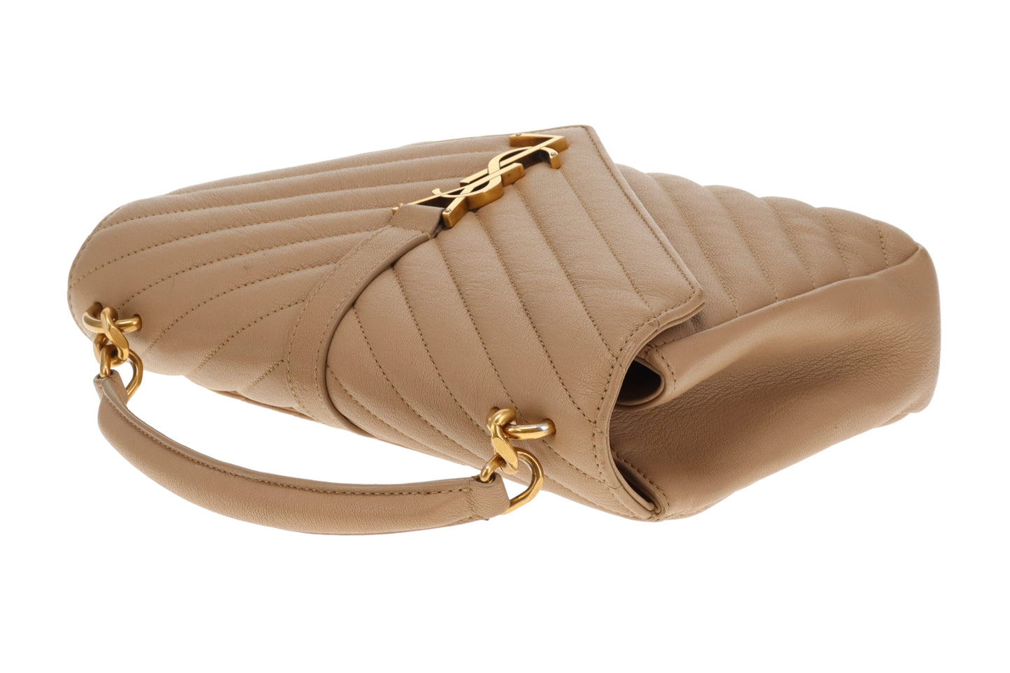 Saint Laurent College Bag In Dark Beige Leather