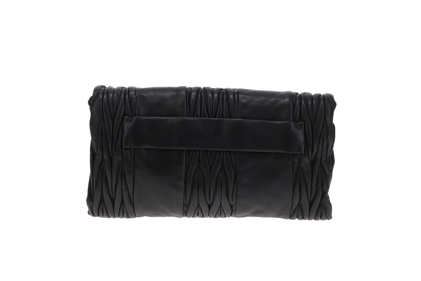 Miu Miu Two Way Crossbody Clutch Black Matelasse Leather