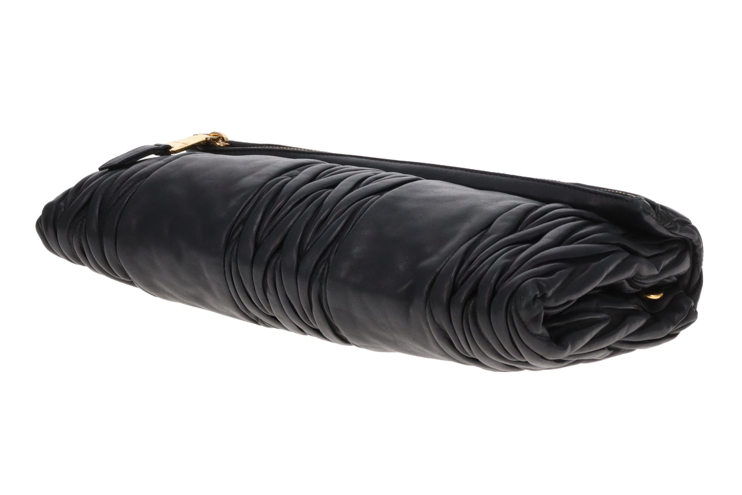 Miu Miu Two Way Crossbody Clutch Black Matelasse Leather