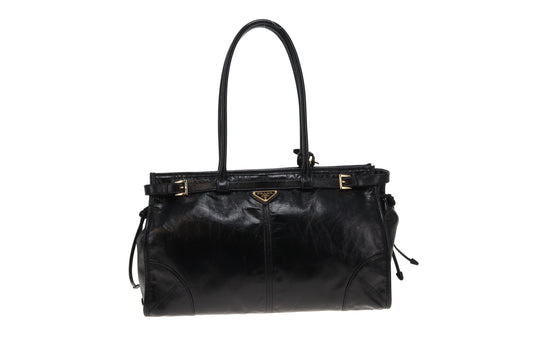 Prada Bonnie Large Black Soft Lux with Strap