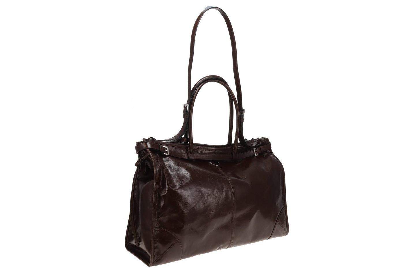 Prada Bonnie Extra Large Dark Brown Soft Lux with Strap