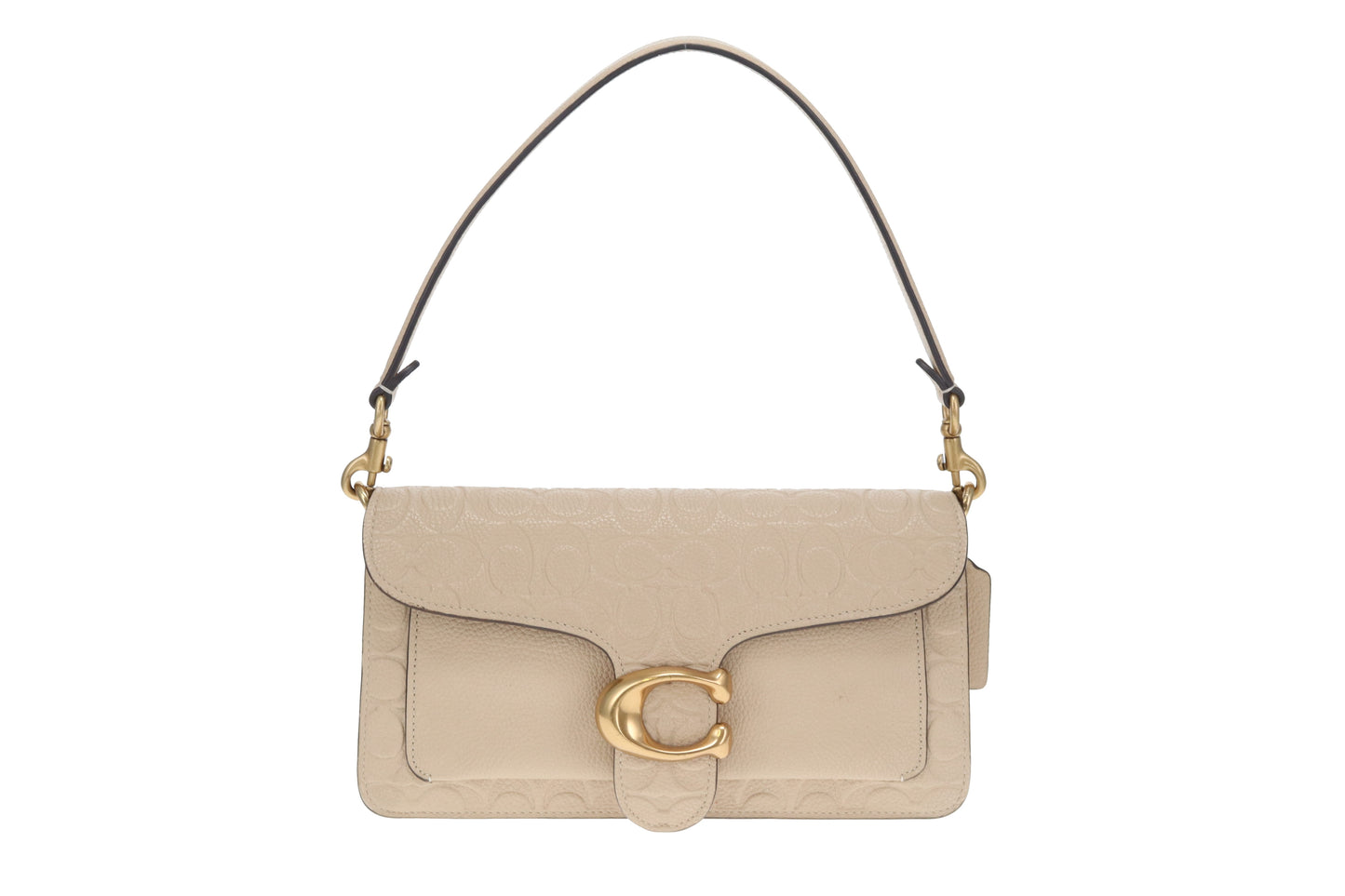 Coach Tabby 26 Bag – Cream Signature Embossed Leather with Silver Hardware