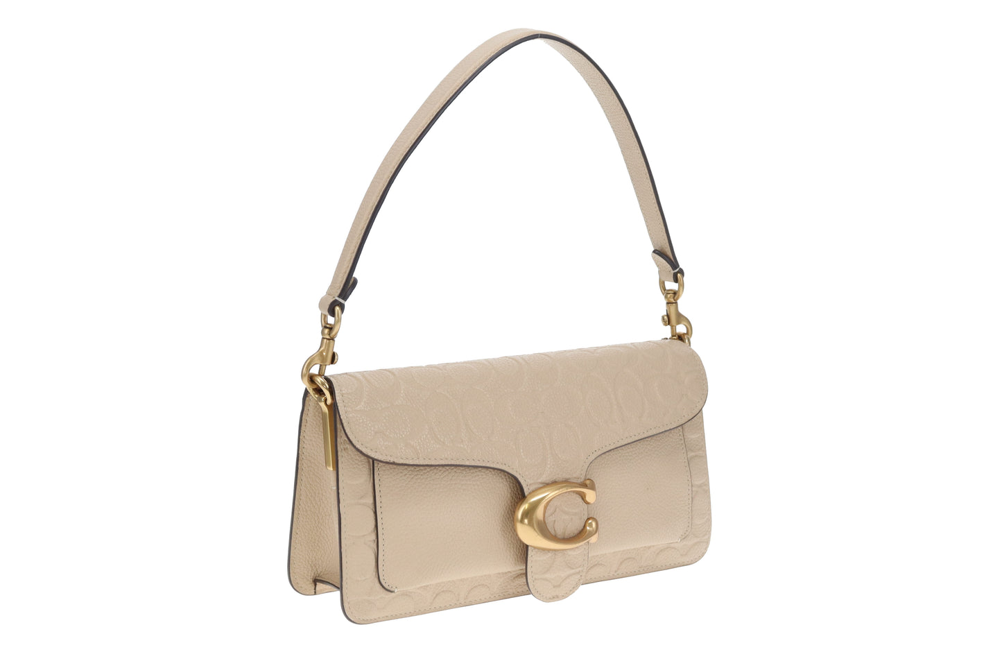 Coach Tabby 26 Bag – Cream Signature Embossed Leather with Silver Hardware