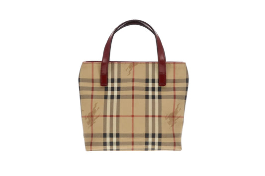 Burberry Classic Check and Burgundy Mini Tote Bag