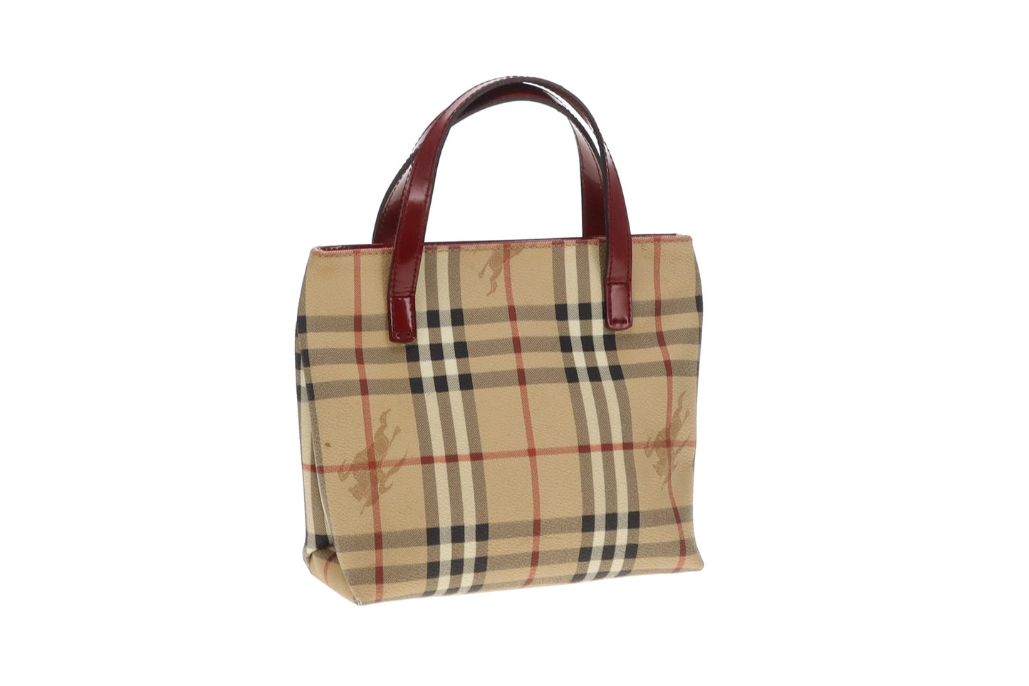 Burberry Classic Check and Burgundy Mini Tote Bag