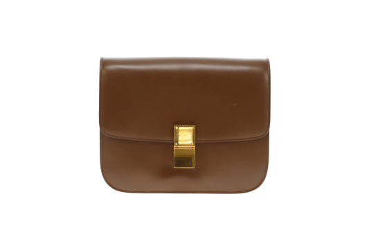 Celine Box Bag Medium Brown Smooth Leather