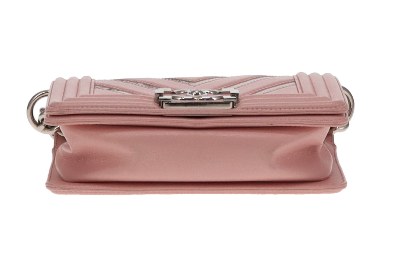 Chanel Boy Bag Small Pink and Iridescent Chevron 2016/17