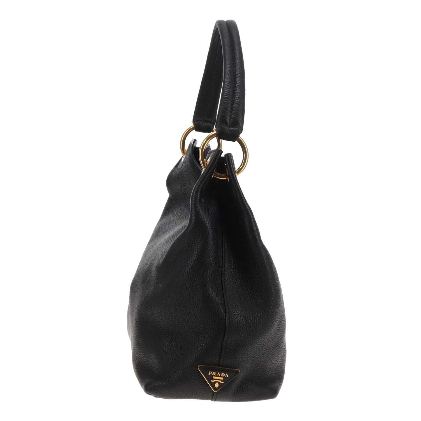 Prada Logo Embossed Shoulder Bag Black GHW