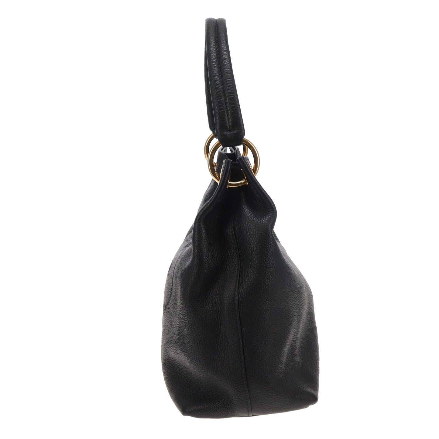 Prada Logo Embossed Shoulder Bag Black GHW