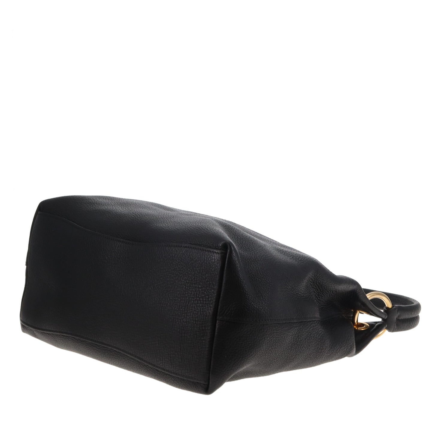 Prada Logo Embossed Shoulder Bag Black GHW