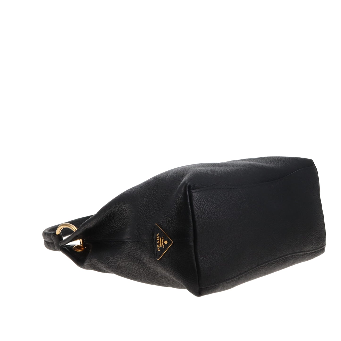 Prada Logo Embossed Shoulder Bag Black GHW